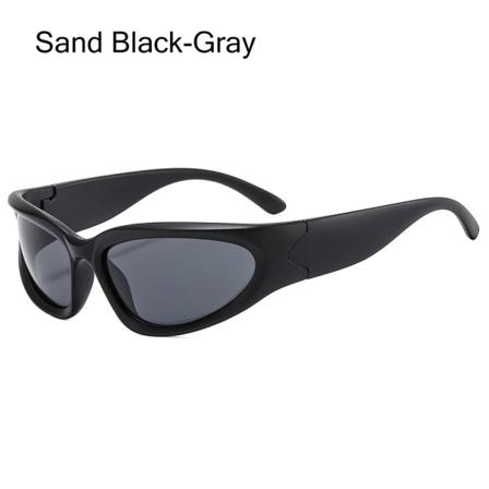 Y2K Wrap Around Solglasögon Vintage Punk Goggle Glasögon Sand Black-Gray