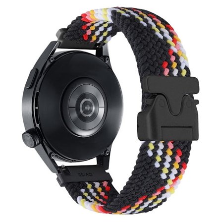 22mm Universal Rannehihna Laskuvarjo solki Nylon punottu Smart Watch Band - Musta Sateenkaari