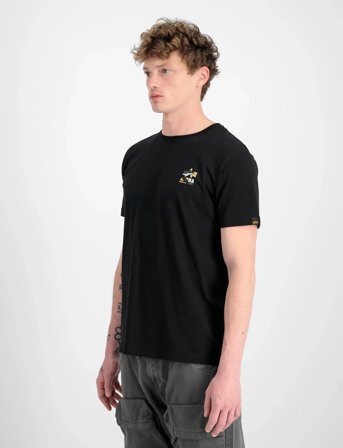 Alpha Industries Camo Logo Puff Print Back Print T - Black - S