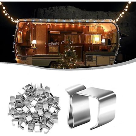 50 stk. Takrennerkroker for lys, Rustfrie takrennehengende klips Utendørs hengekroker