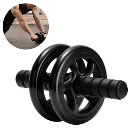 Mavehjul med store knæpuder til mavemuskel-udrulningsøvelse Sort