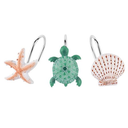 12 STK Seashell Dusjgardinringer Dusjgardinkroker