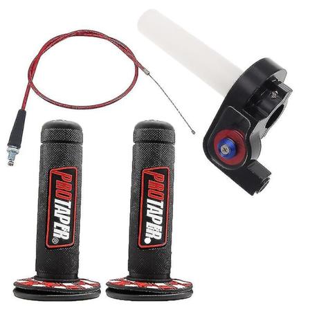 Motorcykelgreb med 1/4 hurtigt drejespjæld, 1200 mm gasspjældskabel til Pro Taper styr, terrængående pitbike, motocrossdele. Rødt håndtag.