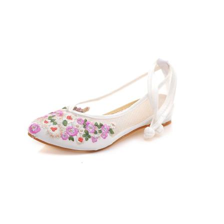 Retro Etniska Lågklackade Platta Skor (beige 41)