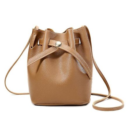 Kvinnor med stor kapacitet PU-läder Bärbar Cross Body Bucket Bag Enkel axelväska med spänne