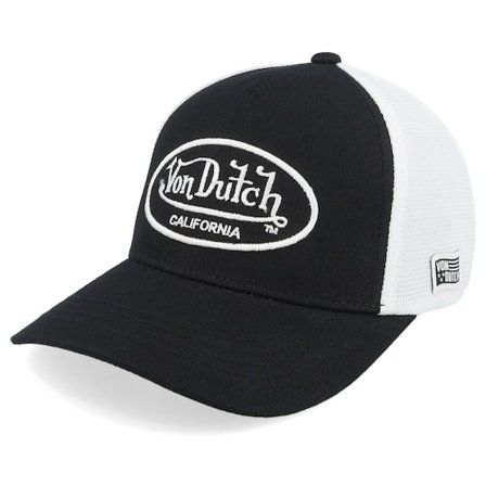 Von Dutch - Oval Patch White/Black Trucker Trucker Black Cap - @ Hatstore