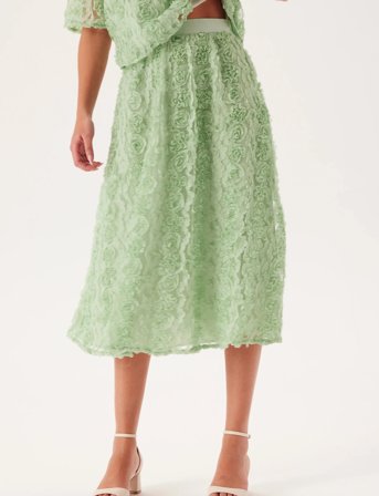 Bubbleroom 3D Flower Midi Skirt - Green - S