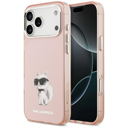 Karl Lagerfeld Aquarelle Choupette & Logo MagSafe Case for iPhone 17 Pro - vaaleanpunainen