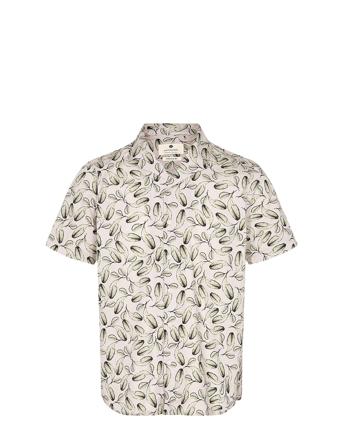 Akleo S/S Poplin Aop-Gots Kortermet Skjorte Creme Anerkjendt*Betinget Tilbud