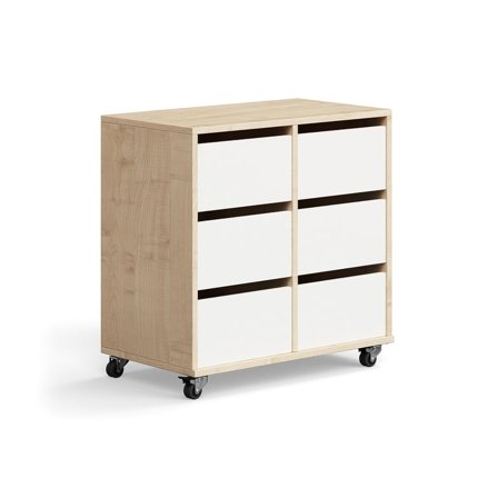 Student storage CASPER, 6 drawers, birch, white