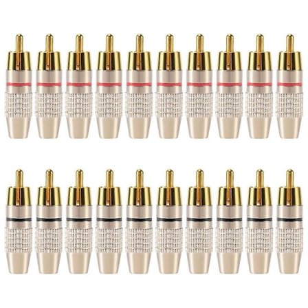 20 st RCA-kontakt Ljud Video Låskabelkontakt Guldpläterad