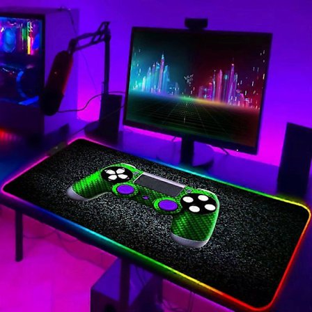 LED Gaming Musematte med Bakgrunnsbelysning Skrivebordsmatte PSFour Musematte RGB Gamer Skrivebordsdekorasjoner Datamusematte PC Gamer Full Matte