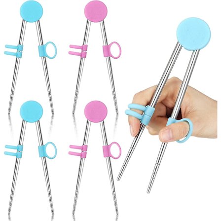 Barnevennlig spisepinnesett - Treningspinnene med hjelpe klips for både høyre og venstre hånd, egnet for barn, småbarn, nybegynnere (