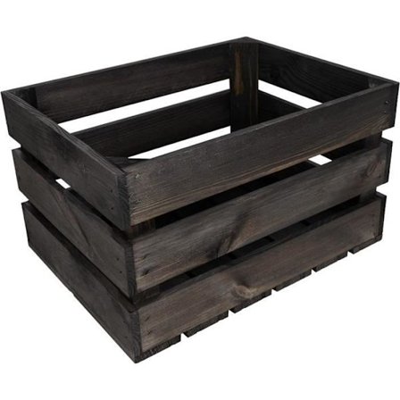 Opbevaringskasse - CREATIVE DECO - Sort Trækasse - 40 x 30 x 23 cm - Vintage - Holdbar