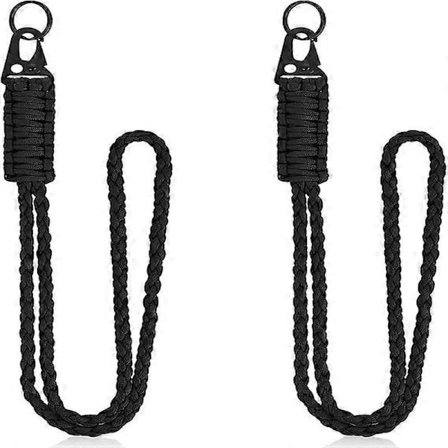2 STK Lanyard Kraftig Nøkkelbånd Nøkkelring Rem Tau Lanyard Fallskjerm Lanyard for Utendørsaktiviteter (Svart)