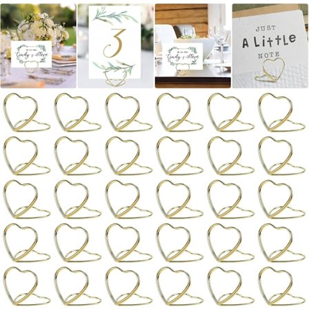 32 stk. Bordnummerholdere til bryllupper, Fotoklipsholdere til borde, Hjerteformede lås bordnummerstandere (1,1×0,98in)