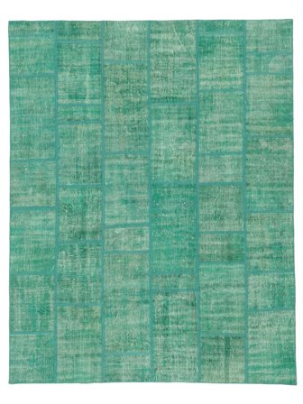 Patchwork Matta Modern Grön (Ull, Turkiet)