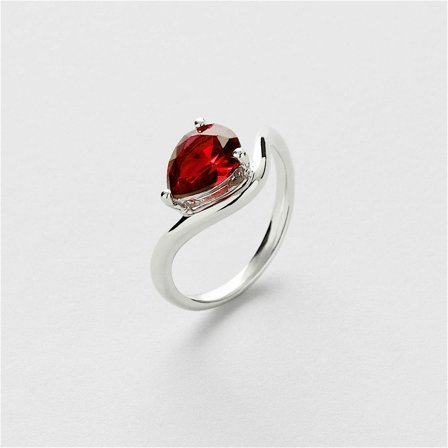 Red Bling Drop Ring - STERLINGSØLV