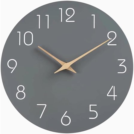 25 cm Puinen Seinäkello Hiljainen Ei Tikaa Seinäkellot - Laadukas Kvartsi Paristokäyttöinen - Moderni Yksinkertaisuus Harmaa
