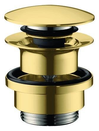 Hansgrohe 50100990 Pohjaventtiili pesualtaille, Push-Open, 1 1/4" Kiillotettu kulta, Kylpyhuone
