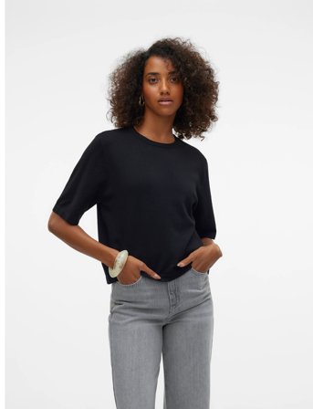 Vero Moda Vmsilje 2/4 O-Nck Oversize Pull Ga Noos - Black - XS