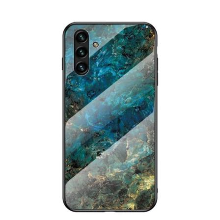 Samsung A13 5g / A04s Marmorskal 9h Härdat Glas Baksida Glassbac Multicolor Emerald Green