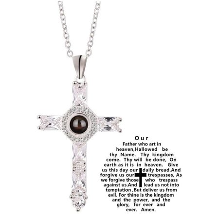 Kors Projektionshalsband Choker Kristall Kors Herrens Bön Kors Halsband för Vänner Fars Dagspresent