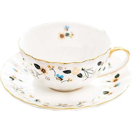 Blommor och Bi Te Kopp og Skål, Kaffe Bein Porselen Krus 1 Sett (Bi)