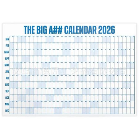 Den Store Kalender 2026 - Ekstra Stor Vægkalender med Pen og Klistermærker, 2026 Månedsplanlægger til Hjemmekontor, 84x109 cm-FS- blue