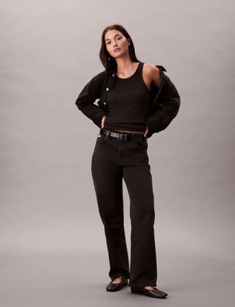 Calvin Klein Jeans High Rise Straight Ck Essential - Black - RG/24