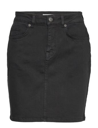Slfsvava Mw Black Denim Skirt U Kort Nederdel Sort Selected Femme