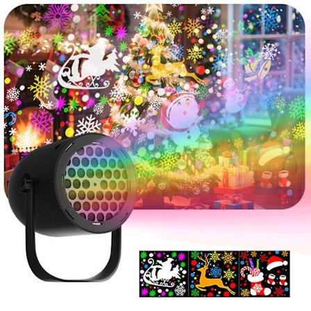 16 kuvion LED-jouluprojektorivalaisin, värikäs pyörivä koristevalaisin, joulutunnelmavalaisin, näyttämövalaistus