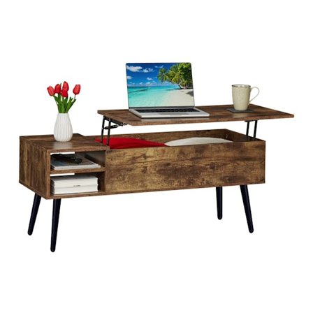 Sofabord med skjult opbevaring – Løfteplade, industrielt design