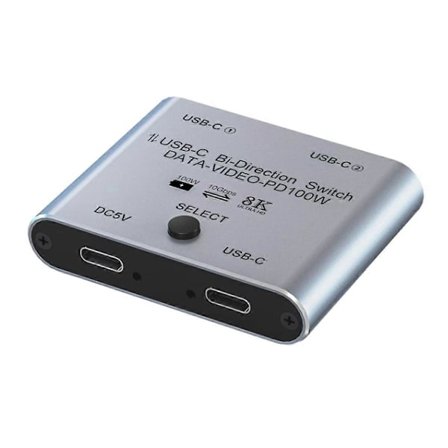 Switch Splitter för 2 datorer, Bi-directional USB C KVM-switch 1 in 2 ut för 8K@60Hz/4K@144Hz Vid