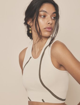 Moonchild Yoga Wear Loud Logo Crop Top - Beige - M