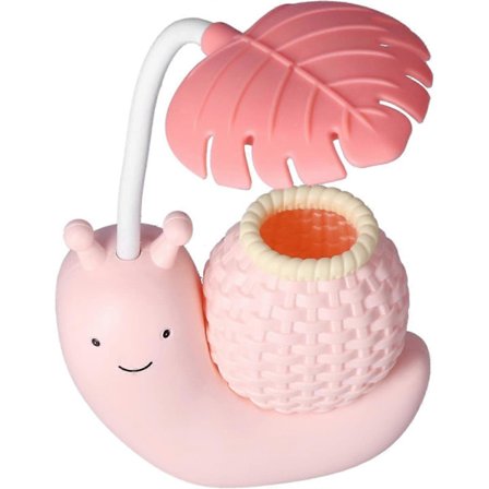 LED Skrivebordslampe med Penneholder Tegneserieholder Multifunksjon USB-Lading Søt Skrivebordslampe for Studenter Barn (Rosa)