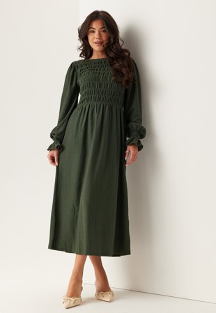 BUBBLEROOM Structure Long Sleeve Midi Dress Vaatteet