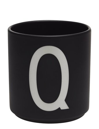 Design Letters Black Porcelain Cups A-Z - Black - 25 CL