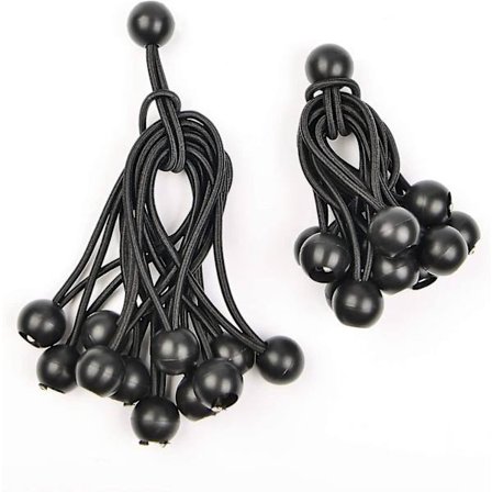 Mordely 10cm And 15cm Tarp Tent Tarp Ball Bungee Cord Ties Cords, 24 Pieces Black