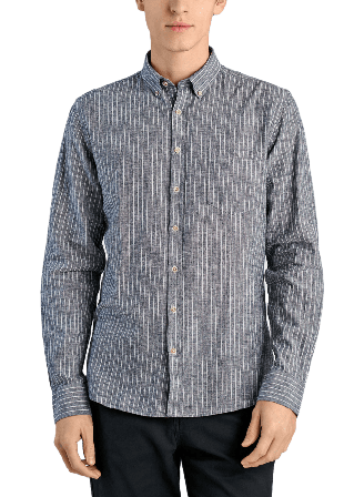 Lindbergh Cotton/linen shirt L/S Skjortor Herr Blå L