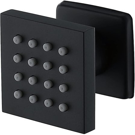 Duschset 2 tum svart jet sidoduschhuvud mässing massage spa kran tillbehör väggmonterad justerbar duschsida spray, 1 st