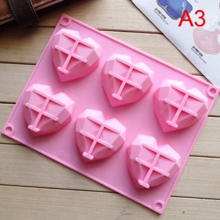 3D Diamond Love Heart Shape Molds för bakning Mousse De