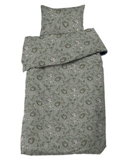 Sengetøj satin Ingela blomstret 2-delt Grøn