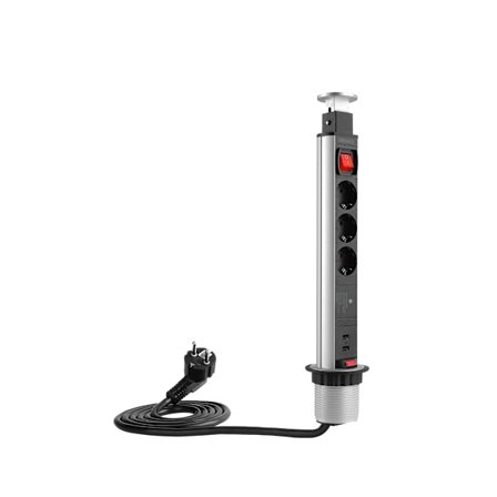 Office popup power outlet desk/table surge protection 3x