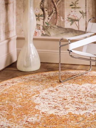 Medaljong- Nadia Oransje Rundt Oeko-Tex Teppe