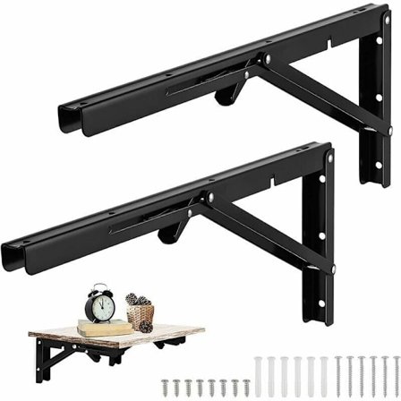 2 stk. foldebeslag, 20 tommer - 500 mm foldbare hyldebeslag, kraftige foldbare beslag i rustfrit stål, af DEBUNS