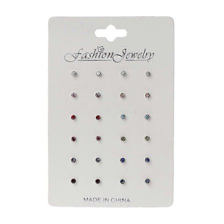 Fint 12 par regnbue cubic zirkon øredobber sett fødselsstein krystall øredobber nese leppe ørepinner barn smykker dekor