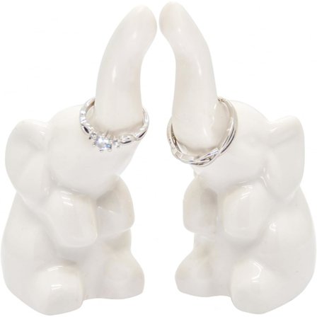 Elefant Ringhållare 2-pack, Vit, Keramik, Smyckesförvaring
