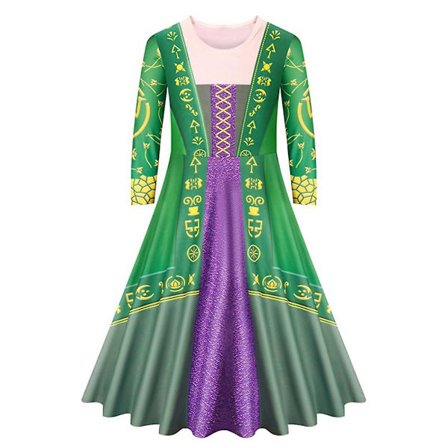 Flickor Hocus Pocus 2 Winifred Sanderson Häxa Cosplay Kostym Barn Halloween Party Fancy Dress Up 4-11 år