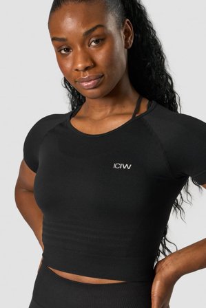 ICANIWILL - Define Seamless Cropped T-shirt Black Wmn- Træningstrøje - Damer - Træningstøj fra ICIW